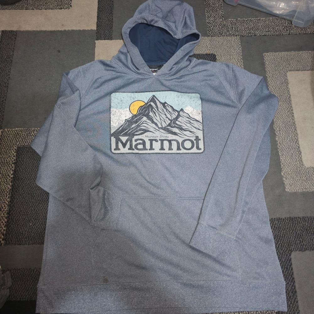 Marmot Graphic Hoodie Mens XXL Blue Good